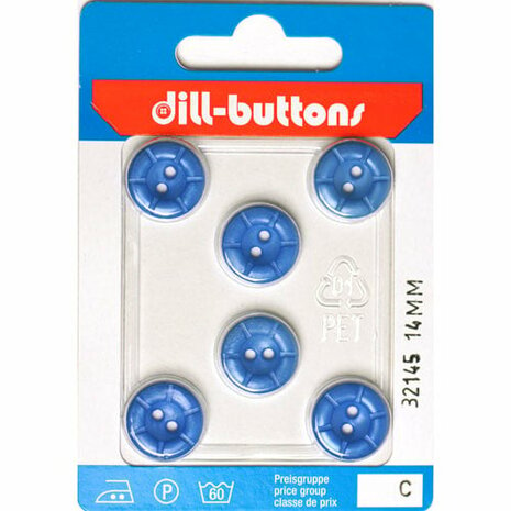 Dill Knoop Blauw 2 gaats 14 mm - 6 stuks