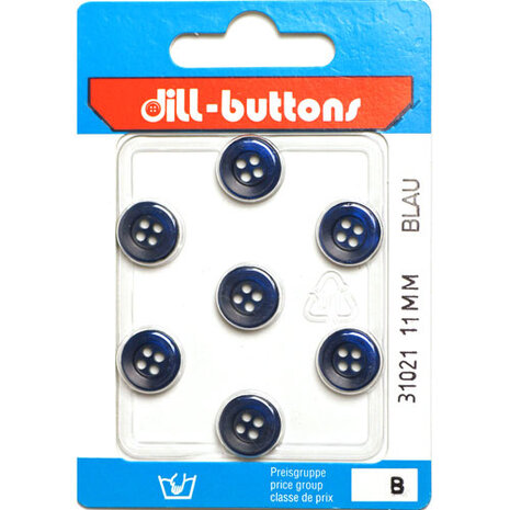 Dill Knoop Blauw 4 gaats 11 mm - 7 stuks