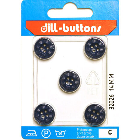 Dill Knoop Blauw 4 gaats 14 mm - 5 stuks