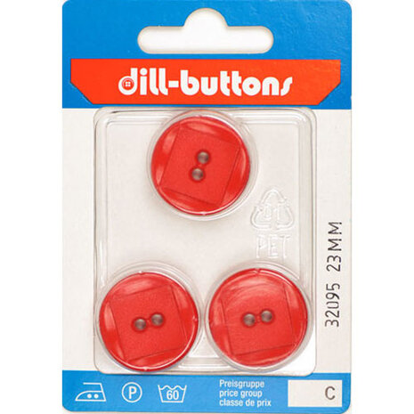 Dill Knoop Rood 2 gaats 23 mm - 3 stuks