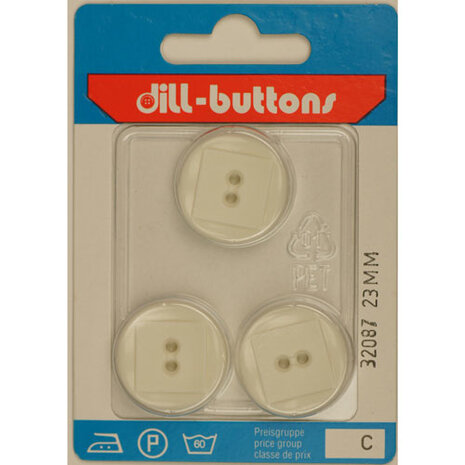 Dill Knoop Wit 2 gaats 23 mm - 3 stuks