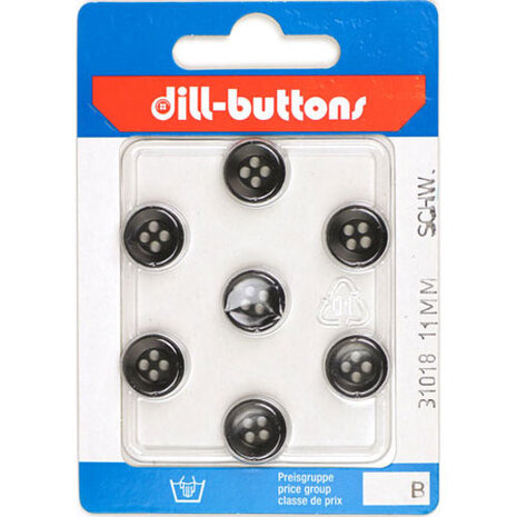 Dill Knoop Zwart 4 gaats 11 mm - 7 stuks