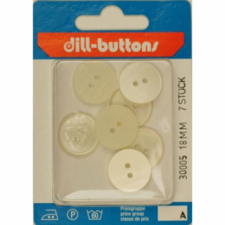 Dill Knoop Parelmoer Wit 2 gaats 18 mm - 7 stuks