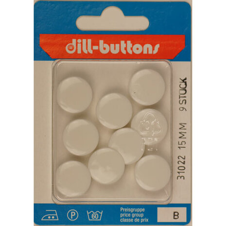 Dill Knoop Wit Achtersteek 15 mm - 9 stuks