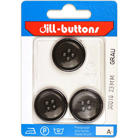 Dill Knoop Donkergrijs 4 gaats 23 mm - 3 stuks