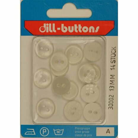 Dill Knoop Parelmoer Wit 2 gaats 13 mm - 14 stuks