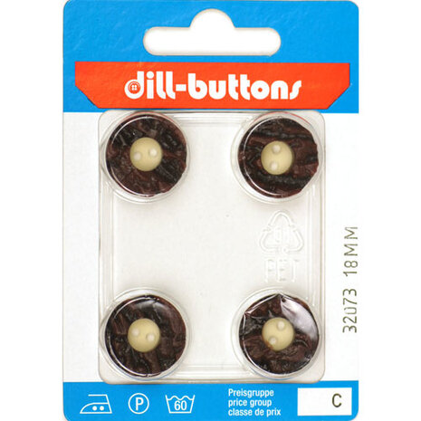 Dill Knoop Bruin/Wit 2 gaats 18 mm - 4 stuks