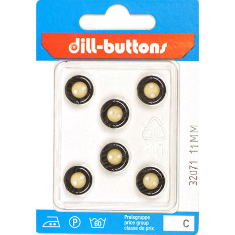 Dill Knoop Bruin/Wit 2 gaats 11 mm - 6 stuks