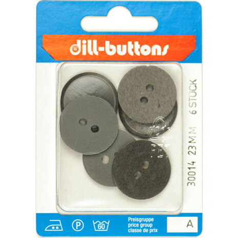 Dill Knoop Grijs 2 gaats 23 mm - 6 stuks
