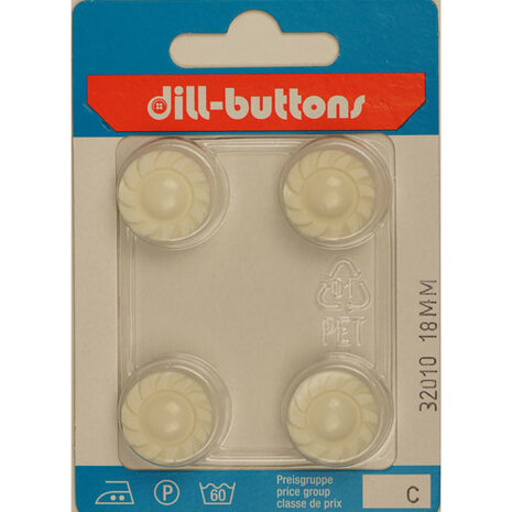 Dill Knoop Wit Achtersteek 18 mm - 4 stuks