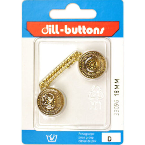 Dill Knoop Goud Achtersteek 18 mm - 2 stuks