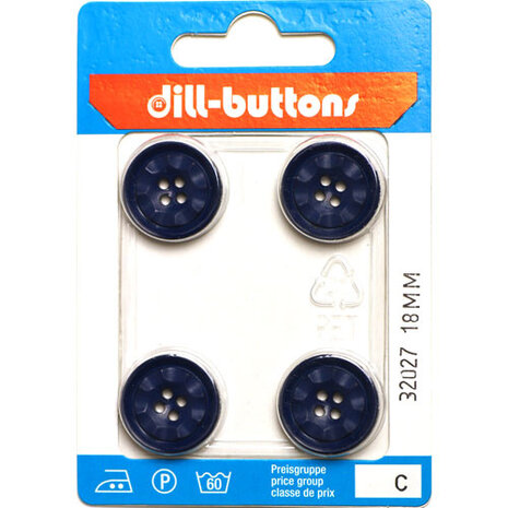 Dill Knoop Blauw 4 gaats 18 mm - 4 stuks