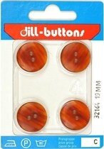 Knoop beige/rood 19 mm - 4 stuks