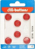 Knoop rood 13 mm - 6 stuks