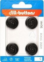 Knoop zwart 19 mm - 4 stuks