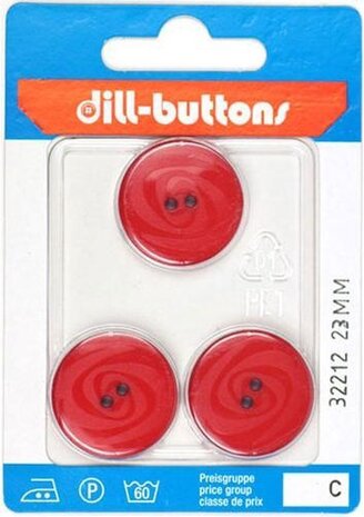 Knoop rood 23 mm - 3 stuks