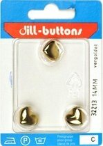 Knoop Hartje Goud 14mm - 3 stuks