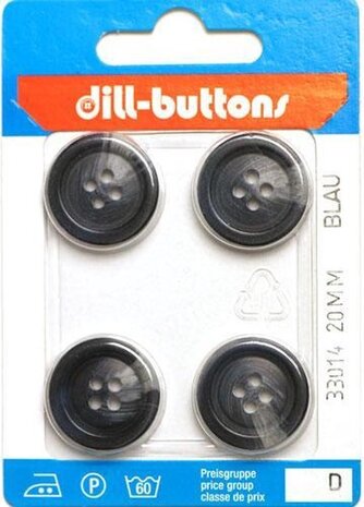Knoop blauwtinten 20 mm - 4 stuks