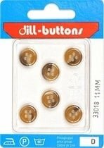 Knoop beige/bruin 11 mm - 6 stuks