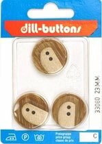 Knoop houtkleur 23 mm - 3 stuks