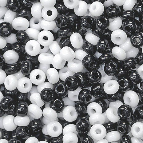 Boheemse rocailles &Oslash; 2,5 mm zwart-wit gemengd