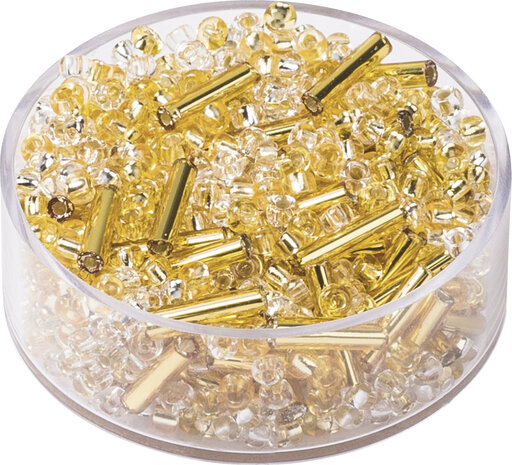 Boheemse rocailles &Oslash; 2,5 mm goud-zilver gemengd