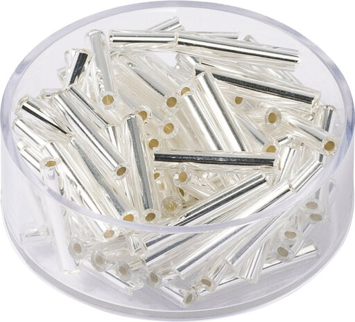 Boheemse rocailles &quot;Buis&quot; 15 x 2 mm zilverkleurig