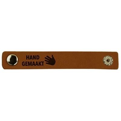 Leren Label &quot;Hand gemaakt&quot; 10 x 1,5 cm - 1 stuk