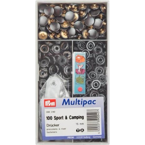 Prym Naaivrijdrukknoop sport camping 15mm brons - 100st