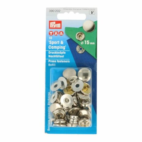 Prym Naaivrijdrukknoop navulling 15mm zilver - 10st