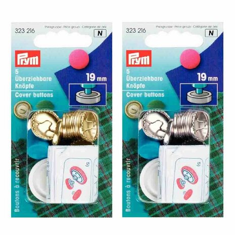 Prym Stofknopen met matrijs 19mm zilver/goud - 5 stuks