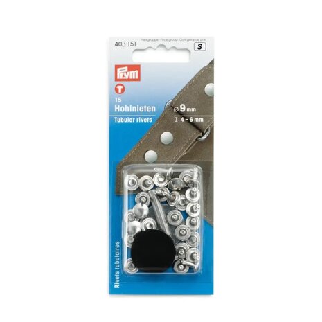 Prym Holle nieten materiaaldikte 4-6mm zilver - 15st
