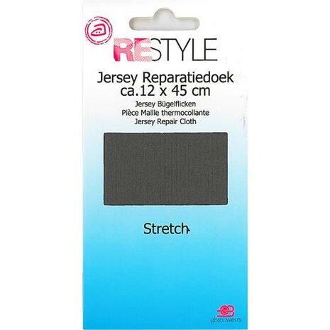 Jersey reparatiedoek Strech 12 cm x 45 cm - grijs- 1 stuk