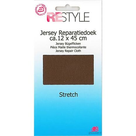 Jersey reparatiedoek Strech 12 cm x 45 cm - bruin- 1stuk