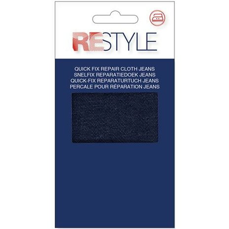 Jeans Reparatiedoek 11 cm x 36 cm opstrijkbaar - donkerblauw- 1 kaart