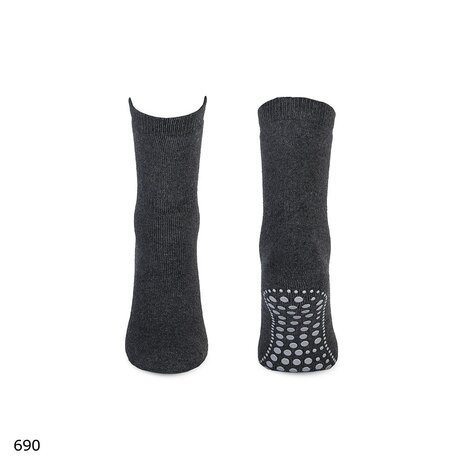 Basset Anti-slip sokken - Antraciet Melange - 1 paar