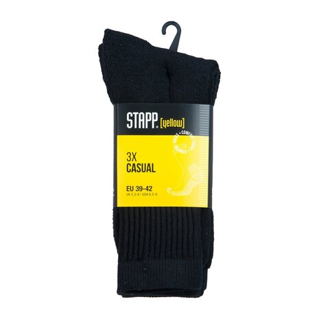 Stapp Kousen met badstofvoet 3-pack - Zwart - 3 paar