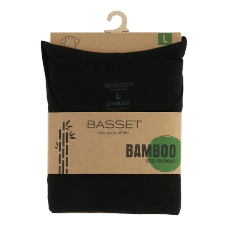 T-Shirt ronde hals Basset bamboo zwart- per stuk