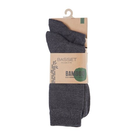  Basset Dames en Heren Bamboo sokken anthraciet-2 pack
