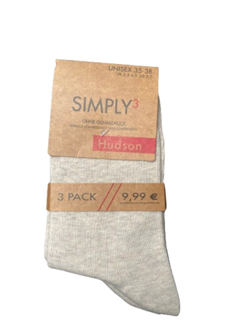 Hudson Simply sokken -3 Paar- Beige gem&ecirc;leerd