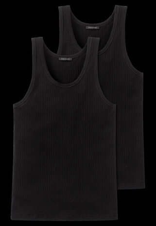 Schiesser Heren Hemd 2-pack Zwart - Authentic  Voordeelpakket