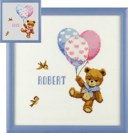 Borduurpakket telpatroon a&iuml;da Geboortetegel Beertje 32 x 32 cm