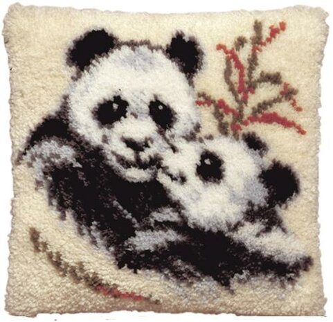 Voorbedrukt knoopkussenpakket Panda&#039;s 40 x 40 cm