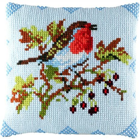 Voorbedrukt kruissteek kussenpakket Roodborstje 40x40cm