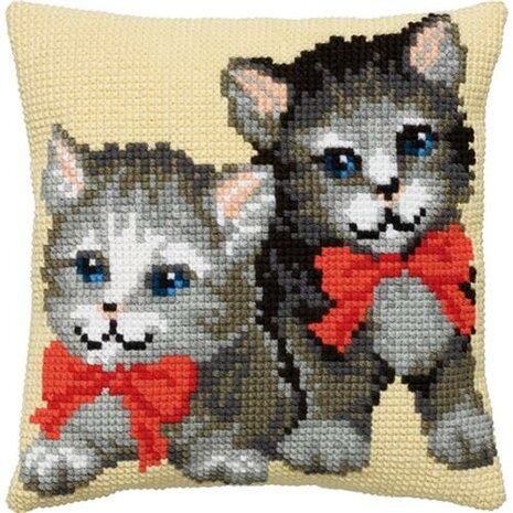 Voorbedrukt kruissteek kussenpakket 2 Katten 40x40cm