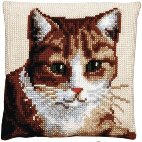 Voorbedrukt kruissteek kussenpakket Poes 40x40cm