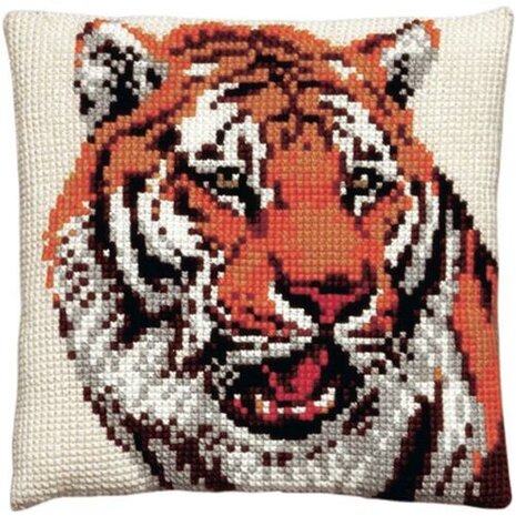 Voorbedrukt kruissteek kussenpakket Tijger 40x40cm