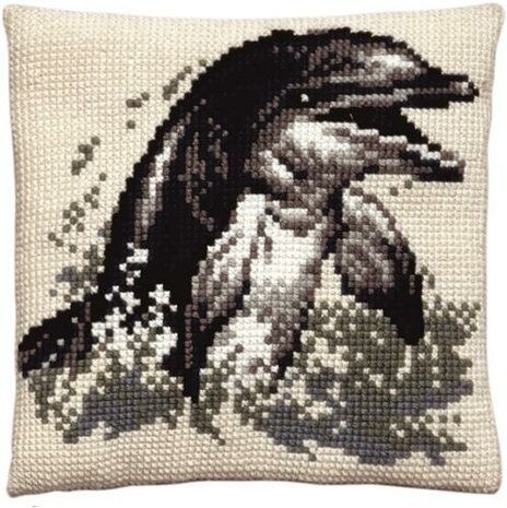 Voorbedrukt kruissteek kussenpakket Dolfijn 40x40cm