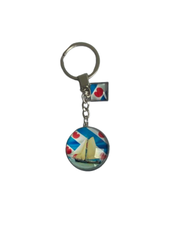 Sleutelhanger Frysl&acirc;n rond vlag met een Sk&ucirc;tsje