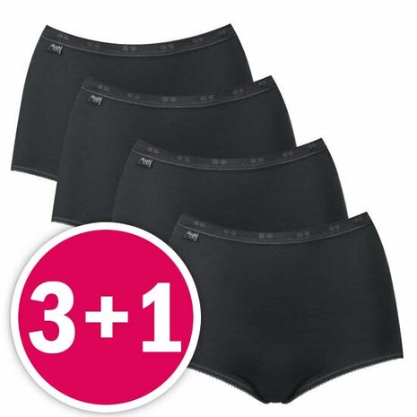 Sloggi Dames Basic+ Maxi Zwart 4-pack